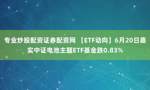专业炒股配资证券配资网 【ETF动向】6月20日嘉实中证电池主题ETF基金跌0.83%